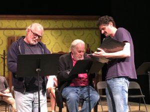 ANW Resident Artists Mitchell Edmonds, William Dennis Hunt, and Jeremy Rabb rehearse for a Words Within reading.